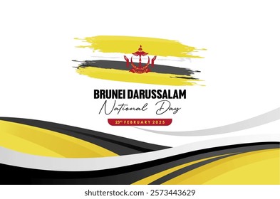 Brunei  Darussalam national day 23 February 2025 background and baner design with modern gradient background. Best for Brunei Independence Day and National Day Celebration. Brunei vector illustration