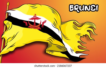 Brunei Darussalam Vector Flag With Hand Drawn