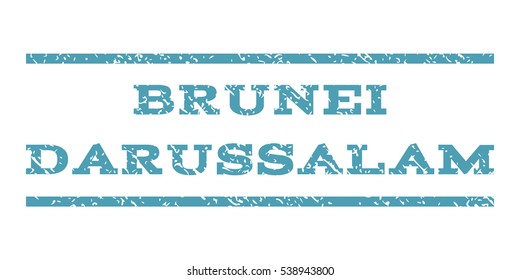 Brunei Darussalam watermark stamp. Text caption between horizontal parallel lines with grunge design style. Rubber seal stamp with unclean texture. Vector cyan color ink imprint on a white background.