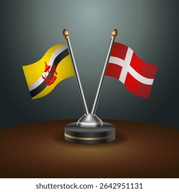 Brunei and Denmark table flags relation with gradient backgrund