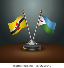 Brunei and Djibouti table flags relation with gradient backgrund