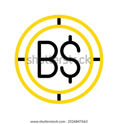 Brunei dollar currency icon. financial coin symbol with modern color outline style. editable stroke illustration.