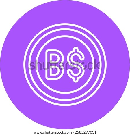 Brunei Dollar Outline Circle Style Icon Design