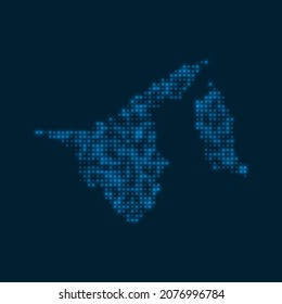 Brunei dotted glowing map. Shape of the country with blue bright bulbs. Vector illustration.
