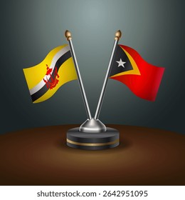 Brunei and East Timor table flags relation with gradient backgrund