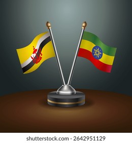 Brunei and Ethiopia table flags relation with gradient backgrund