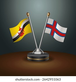 Brunei and Faroe Islands table flags relation with gradient backgrund