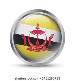 Brunei Flag 3D Badge Illustration