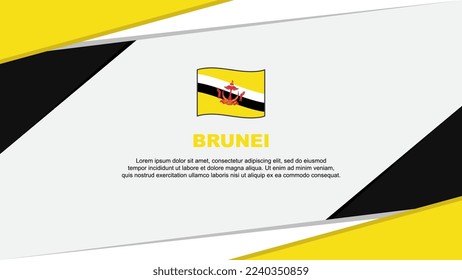 Plantilla de diseño de fondo de resumen de bandera de Brunéi. Ilustración del vector de caricaturas del Día de la Independencia de Brunéi. Fondo de Brunéi