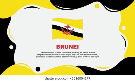 Brunei Flag Abstract Background Flat Design Template. Brunei Independence Day Banner Wallpaper Vector Illustration. Brunei Background