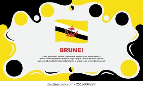 Brunei Flag Abstract Background Flat Design Template. Brunei Independence Day Banner Wallpaper Vector Illustration. Brunei