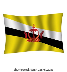 Brunei flag background with cloth texture. Brunei Flag vector illustration eps10. - Vector