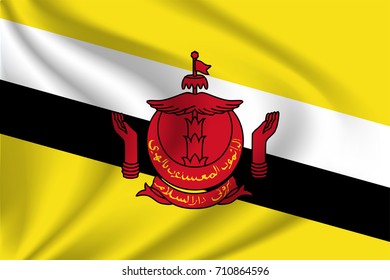 Brunei flag background with cloth texture. Brunei flag vector illustration.