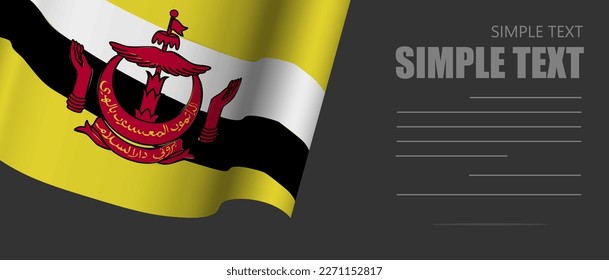 Brunei flag banner rectangle background,Brunei dark mode black tone wallpaper,website banner Brunei black and white tone with grey text.