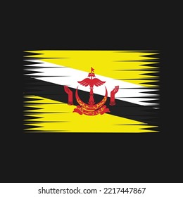 Brunei Flag Brush Strokes Painted