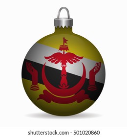 brunei flag christmas ball vector