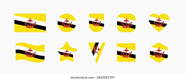 Brunei Flag Collection in Multiple Shapes