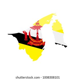 Brunei Flag Country Contour Vector Icon - Illustration