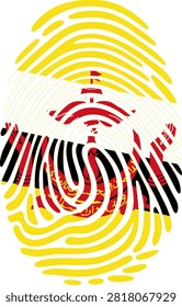 Brunei Flag Fingerprint Identity Vector Bruneian DNA Heritage Graphic