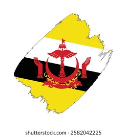 Brunei flag in a flat grunge vector design background