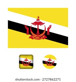 Brunei Flag Flat Icons Collection