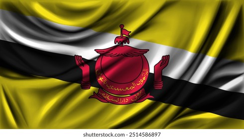 Bandeira de Brunei saltando de perto. Ilustração vetorial.