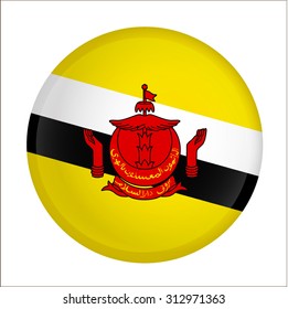 Brunei flag Glossy Button - Vector