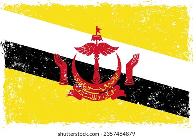 Brunei flag grunge distressed style