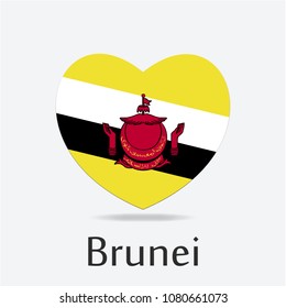 Brunei Flag in Heart Shape