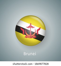 Icono de la bandera de Brunéi círculo gradiente 3d aislado