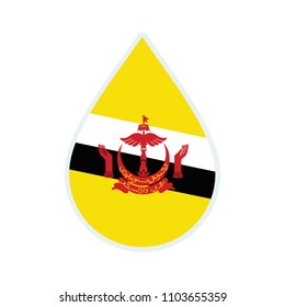 Brunei flag icon. Water icon. Drop water. Brunei badge. Flag drop.