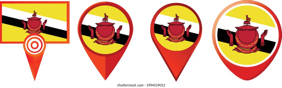 Icono de la bandera de Brunéi . conjunto de iconos web . colección de iconos. Ilustración vectorial simple.