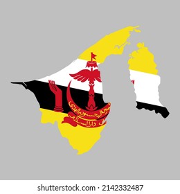 Brunei flag inside the Brunei map borders vector illustration