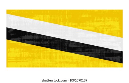 Brunei flag isolated on white background. Vector illustration in grunge style.