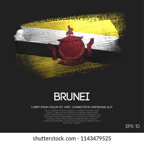 Brunei Flag Made of Glitter Sparkle Brush Paint Vector
