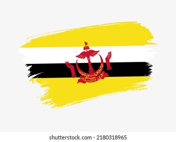 Brunei flag made in textured brush stroke. Patriotic country flag on white background