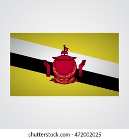 Brunei flag on a gray background. Vector illustration