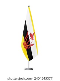 Brunei flag on flag stand for official meetings, transparent background, vector