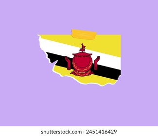 Textura de papel de la bandera de Brunéi, elemento de una sola pieza, diseño de Vector, bandera de Brunéi pegada en la pared, decoración o idea de celebración