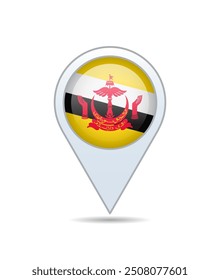 Brunei - Fahnennadel für Karte. Vektorgrafik.