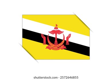 Brunei flag - rectangle colorful flag representing a country cultural identity and heritage. The essence of national pride and unity. Attached by the corners in a paper album