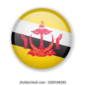 Brunei flag round bright icon vector Illustration