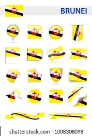 Brunei Flag Set - Vector Illustration