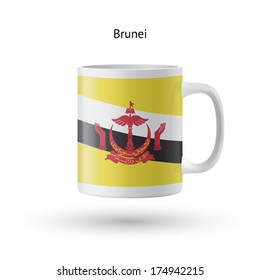 Brunei flag souvenir mug isolated on white background. Vector illustration.