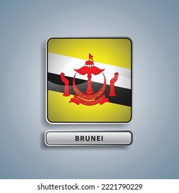 Brunei flag square button vector illustration