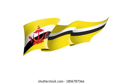 Brunei flag state symbol isolated on background national banner. Greeting card National Independence Day of the State of Brunei Darussalam. Illustration banner with realistic state flag.