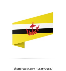 Flaggenstaatsymbol von Brunei einzeln auf nationalem Hintergrund. Grußkarte Nationaler Unabhängigkeitstag des Staates Brunei Darussalam. Illustrationsbanner mit realistischer Staatsflagge.