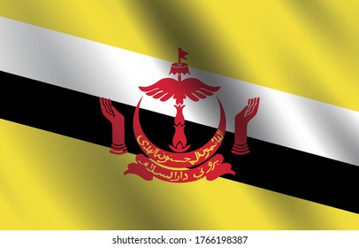 Brunei flag vector illustration. Accurate dimensions, elements proportions and colors.