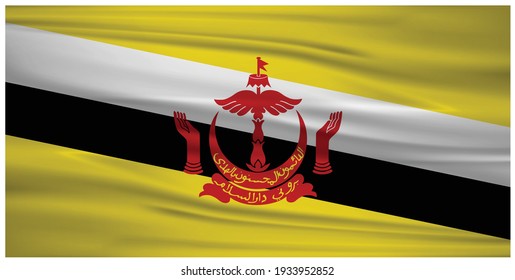 Brunei Flag Vector - Official Brunei Flag With Original Color and Size Proportion.