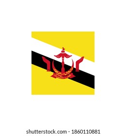 Brunei flag vector square icon - illustration. Flag of Brunei. Abstract concept, icon, square, button